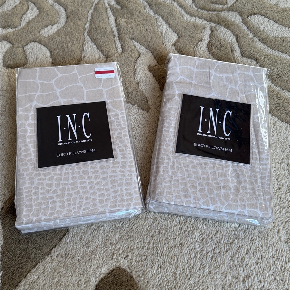 INC International Concepts Beige Euro Pillowsham. Set of 2.